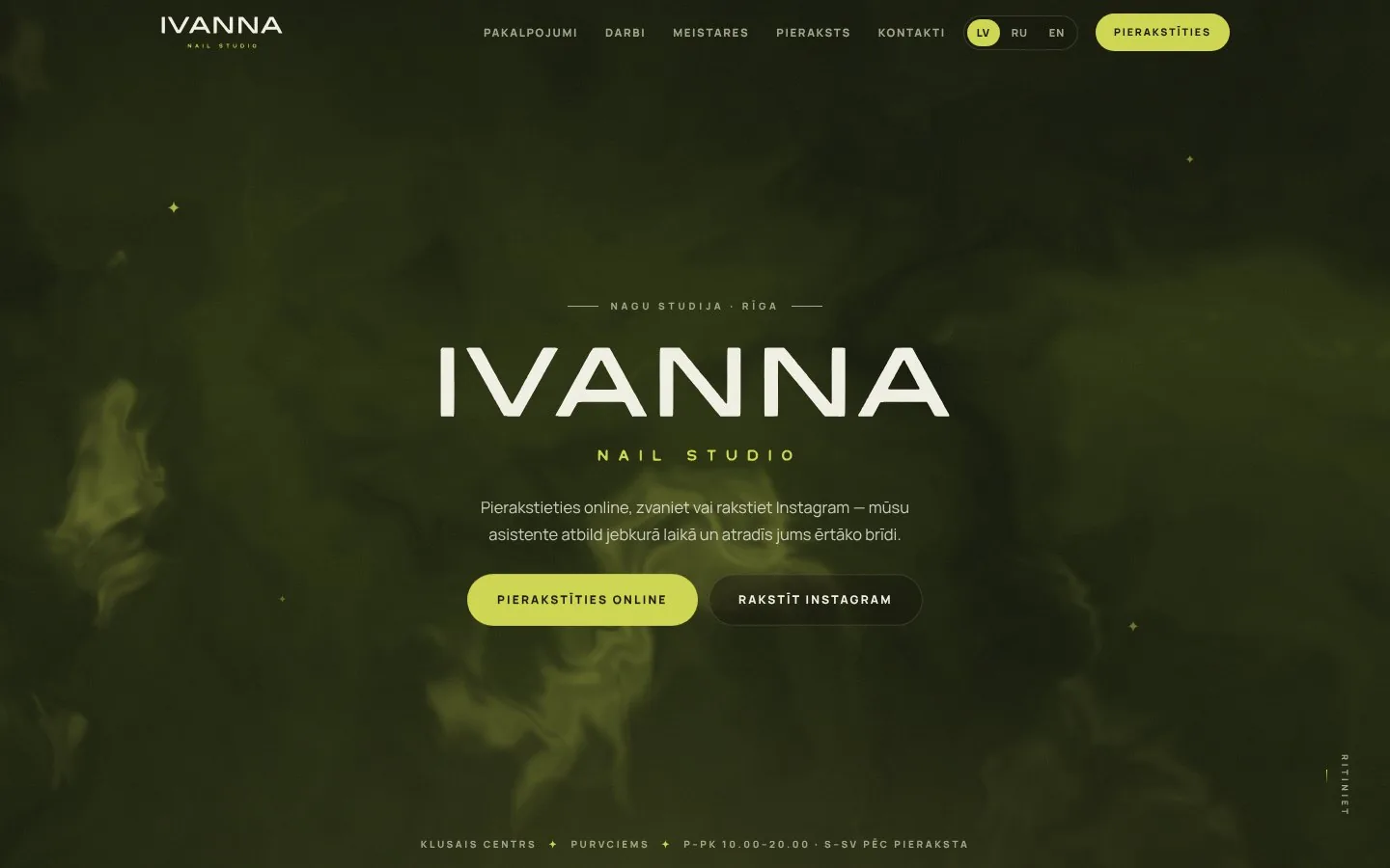 ivannanails.lv — the website and online booking NORMS AI built for IVANNA Nail Studio